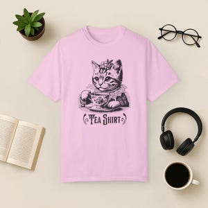 Funny Cat-theeshirt: vintage graphic comfort kleuren T-shirt Blossom