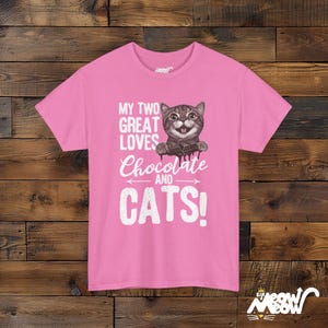 Chocolate and Cats T-Shirt: Playful Graphic Tee, Cat Lover Gift Azalea