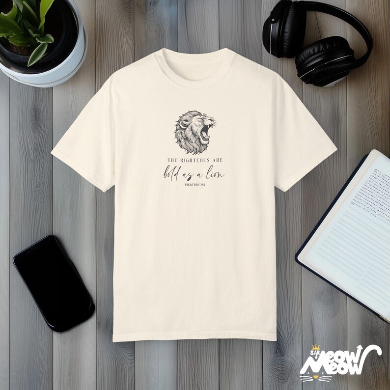 Bold as a Lion Shirt: Comfort Colors Christian Graphic Tee Ivory