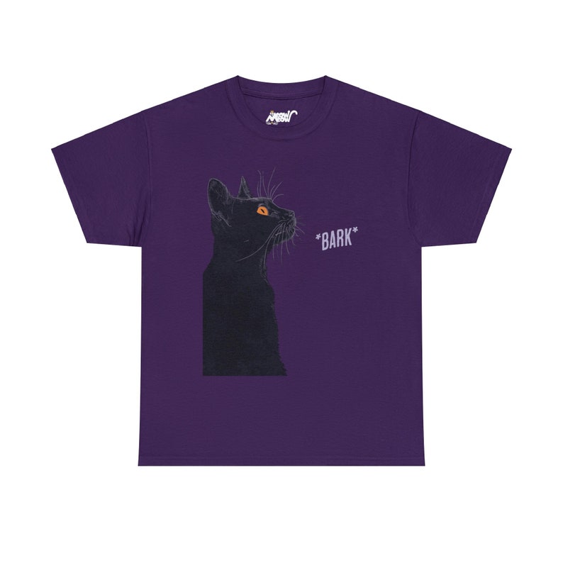 Funny Barking Cat T-Shirt: Quirky Cat Lover Gift Purple