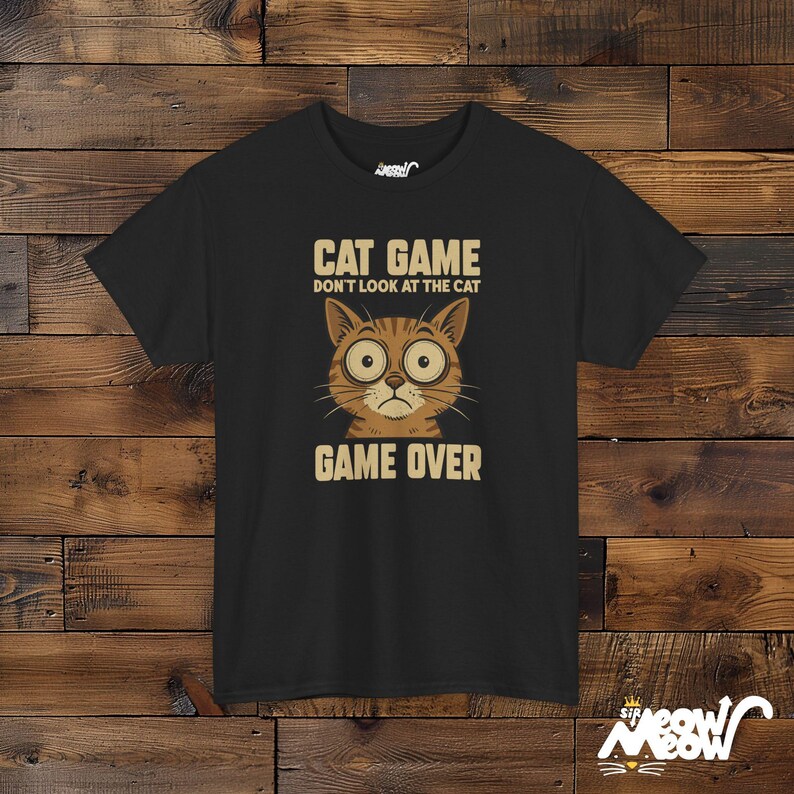 Camiseta de gato "Game Over", divertida camiseta de gato gamer Black