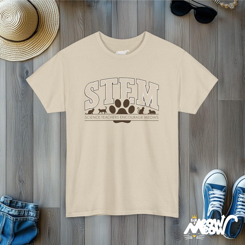 STEM Cat T-Shirt: Science Teachers Encourage Meows Sand