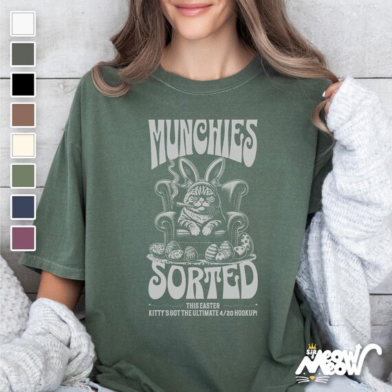 Funny Easter Cat T-Shirt, 420 Munchies, Unisex Graphic Tee