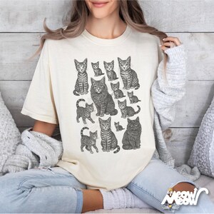 Comfort Colors Vintage Tabby Cat Shirt: Cat Lover Gift Ivory