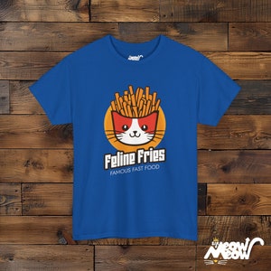 Feline Fries T-Shirt: Funny Cat Fast Food Tee Royal