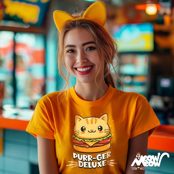 Cat Burger T-Shirt: Purr-ger Deluxe Foodie Tee