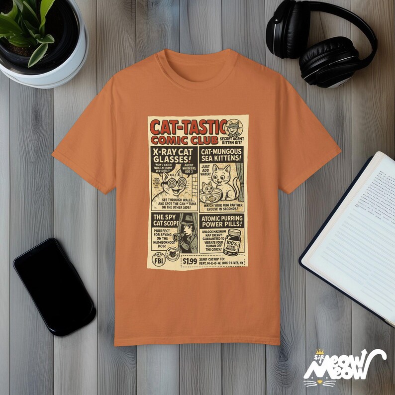 Funny Cat Comic Shirt: Vintage "Cat-Tastic Comic Club" Tee Yam