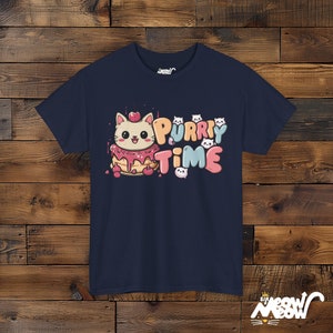 Purrty Time Katzen Shirt - Geschenk für Katzenliebhaber Navy
