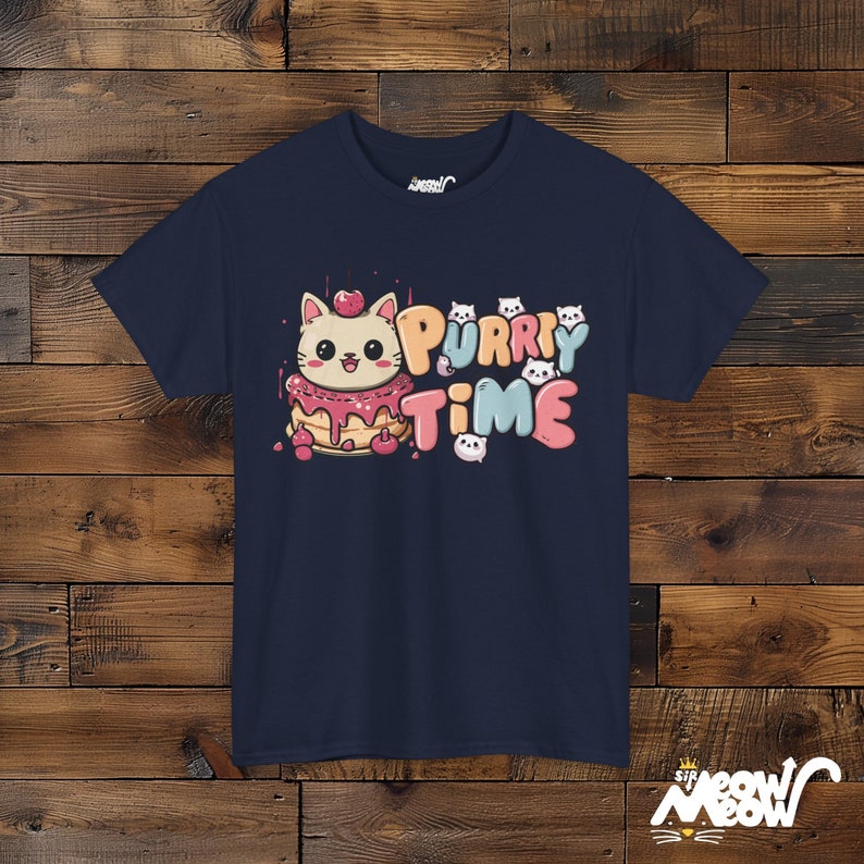 Purrty Time Katzen Shirt - Geschenk für Katzenliebhaber Navy