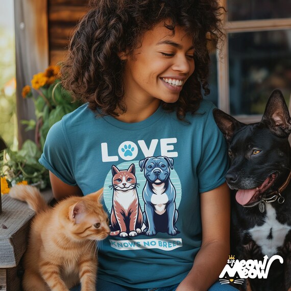 Love Knows No Breed T-Shirt: Cat & Dog Equality Tee