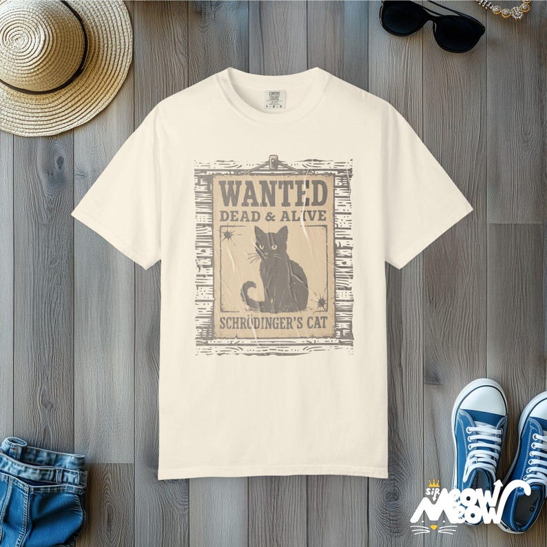 Schrödinger's Cat Comfort Colors Shirt: Funny Science Tee Ivory