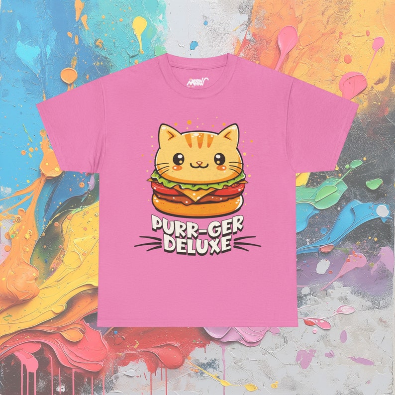 Cat Burger T-Shirt: Purr-ger Deluxe Foodie Tee Azalea