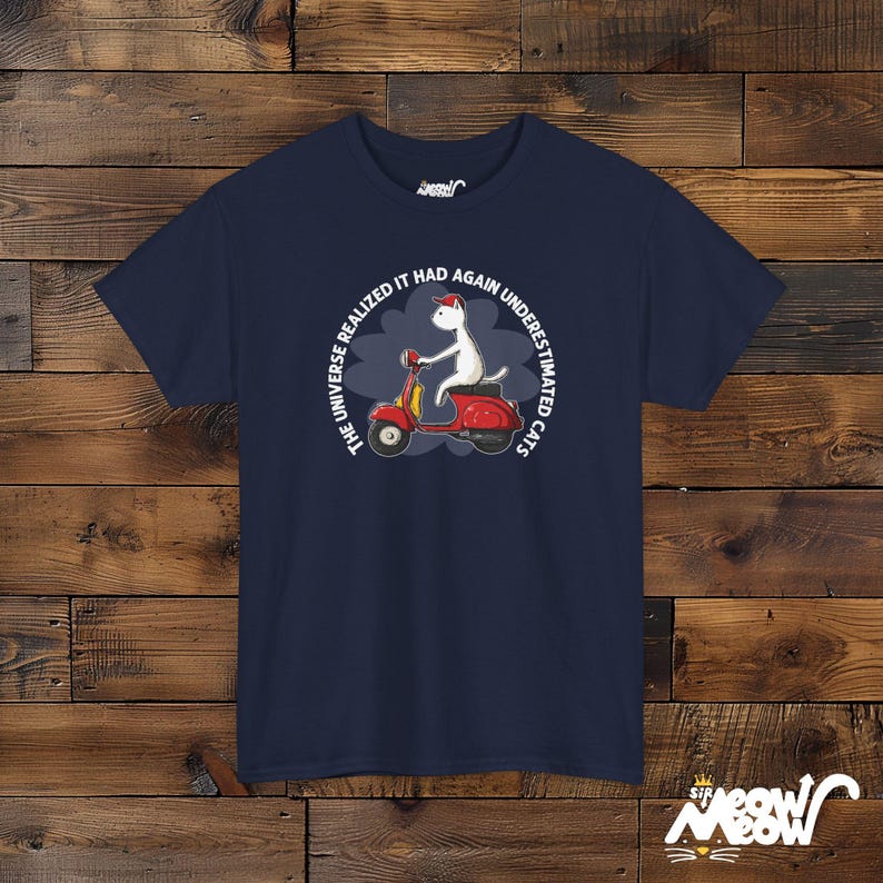 Underestimated Cats T-Shirt Unisex, Cat Scooter Shirt, Funny Cat Lover Tee, Independence Gift Navy