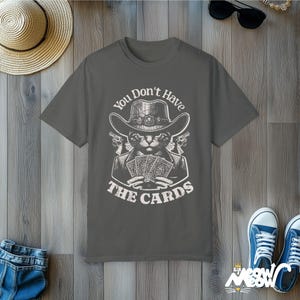 T-shirt de joueur de cartes de chat de cowboy : t-shirt de parodie politique vintage image 10
