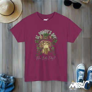 St Pawdy's Day Cat T-Shirt: Feline Lucky Irish Tee Berry