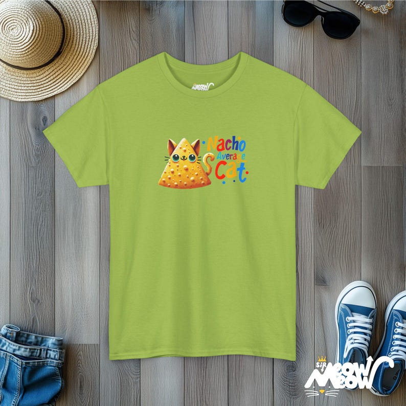 Nacho Average Cat T-Shirt | Funny Cat Pun Tee | Quirky Taco Lover Gift Kiwi