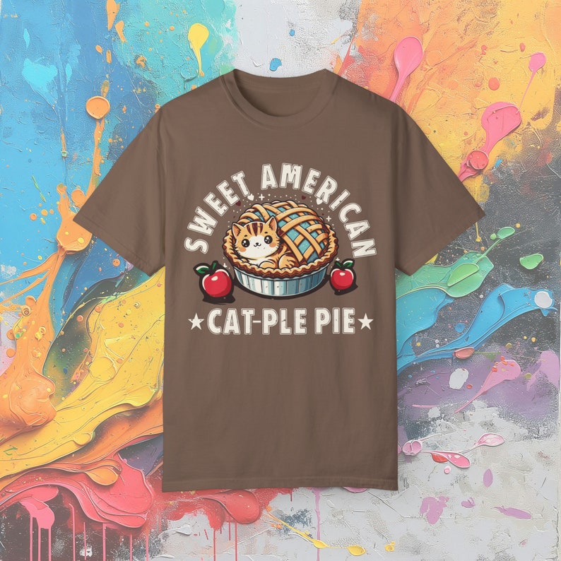 Comfort Colors Apple Pie Cat T-Shirt, Foodie Tee Espresso
