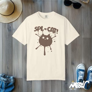 Splat Cat Comfort Colors Shirt: Funny Ink Splatter Tee Ivory