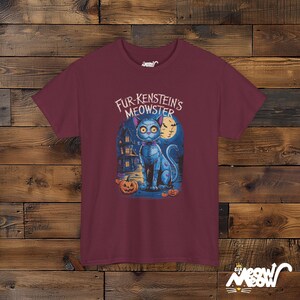 Koszulka unisex Fur-Kenstein's Meowster Halloween Cat, upiorny wzór Frankenstein Cat zdjęcie 5