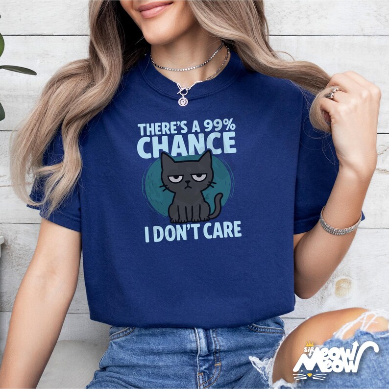 Maglietta Grumpy Cat: Maglietta Sarcastica Introversa - Colori Comfort True Navy