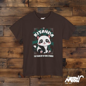 Kitanda T-Shirt: Kitten Panda Fusion Unisex Tee Dark Chocolate
