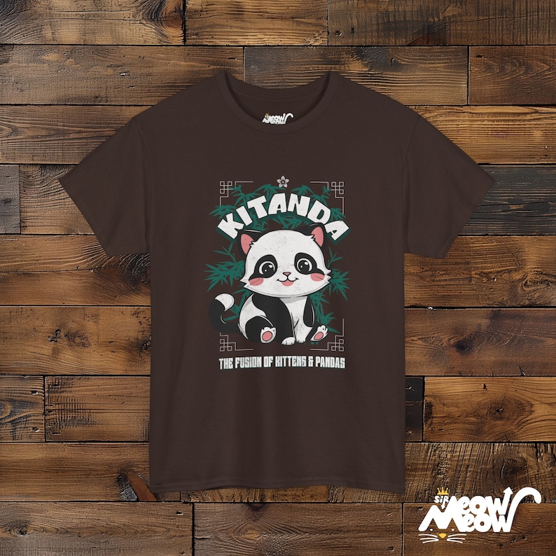 Kitanda T-Shirt: Kitten Panda Fusion Unisex Tee Dark Chocolate