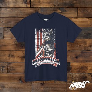 Meowica Cat T-Shirt: Patriotic 4th of July Kitten Tee Navy