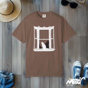 Minimalist Black Cat T-Shirt: Comfort Colors Silhouette Tee Espresso
