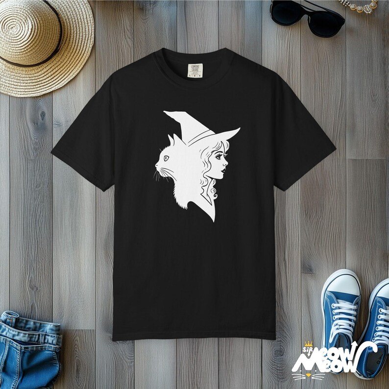 Witch & Black Cat T-Shirt: Gothic Comfort Colors Tee image 9