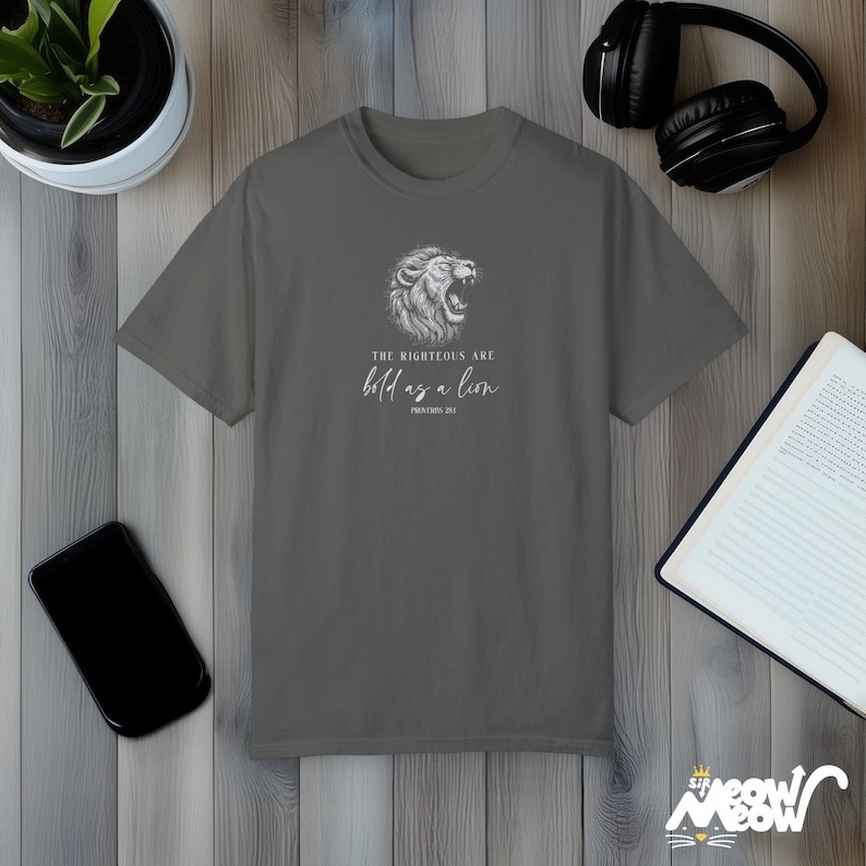 Bold as a Lion Shirt: Comfort Colors Christian Graphic Tee Pepper