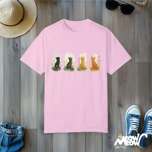 Watercolor Four Seasons Cat T-Shirt - Comfort Colors Unisex Tee Blossom