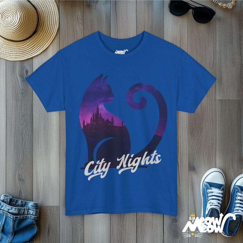 Camiseta com silhueta de gato: Noites na cidade, presente para amantes de gatos imagem 8