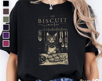 Biscuit Making Cat T-Shirt, Vintage Kitchen Cat, Funny Baker Cat Lover Gift, The Biscuit Maker Cat Tee