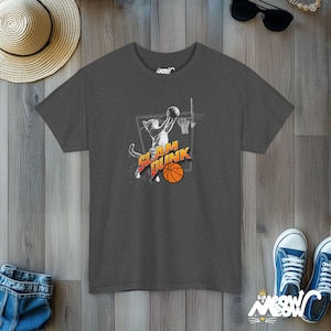Slam Dunk Cat T-Shirt: Basketball Fan Gift Dark Heather