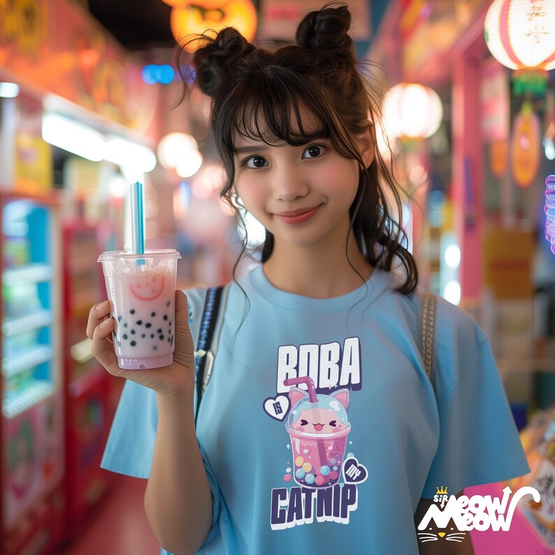 Boba Cat T-Shirt, Bubble Tea Unisex Tee image 2