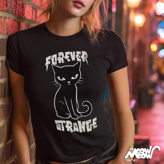 Goth Cat Shirt, Forever Strange Unisex Tee, Alt Style Tshirt
