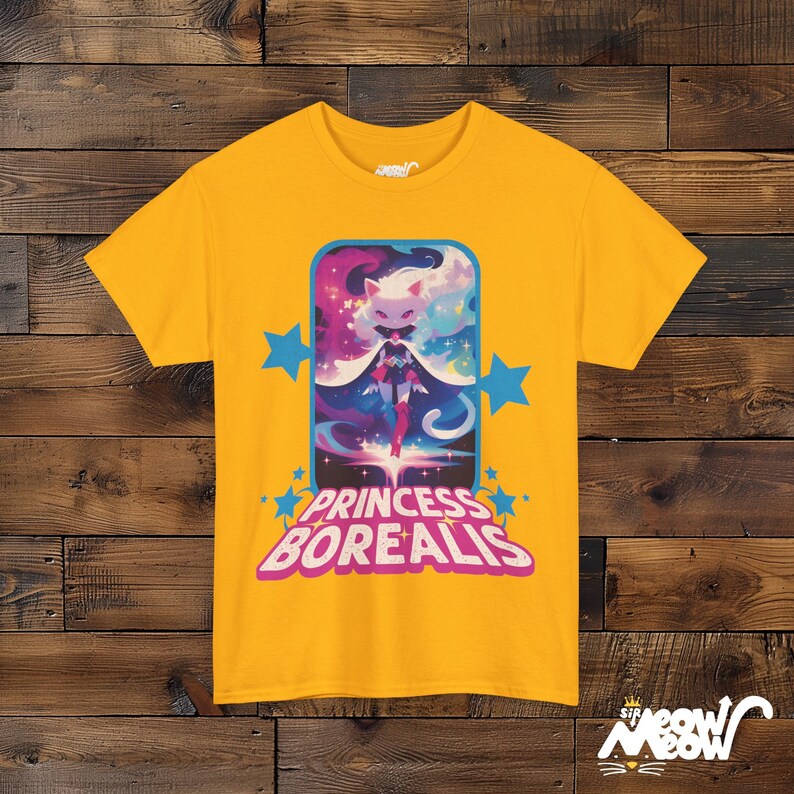 Princess Borealis T-Shirt: Retro 80s Cartoon Hero Design Gold