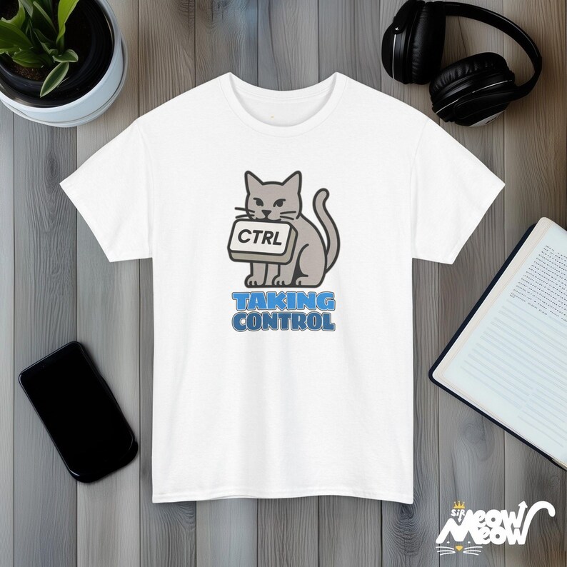 Unter Kontrolle Katze T-Shirt, Unisex Strg-Schlüssel Shirt, Lustiges Programmierer Tee White