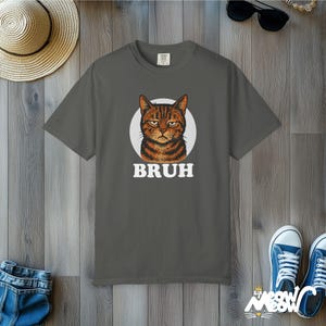 Bruh Cat Meme T-Shirt: Sarcastic Comfort Colors Tee Pepper