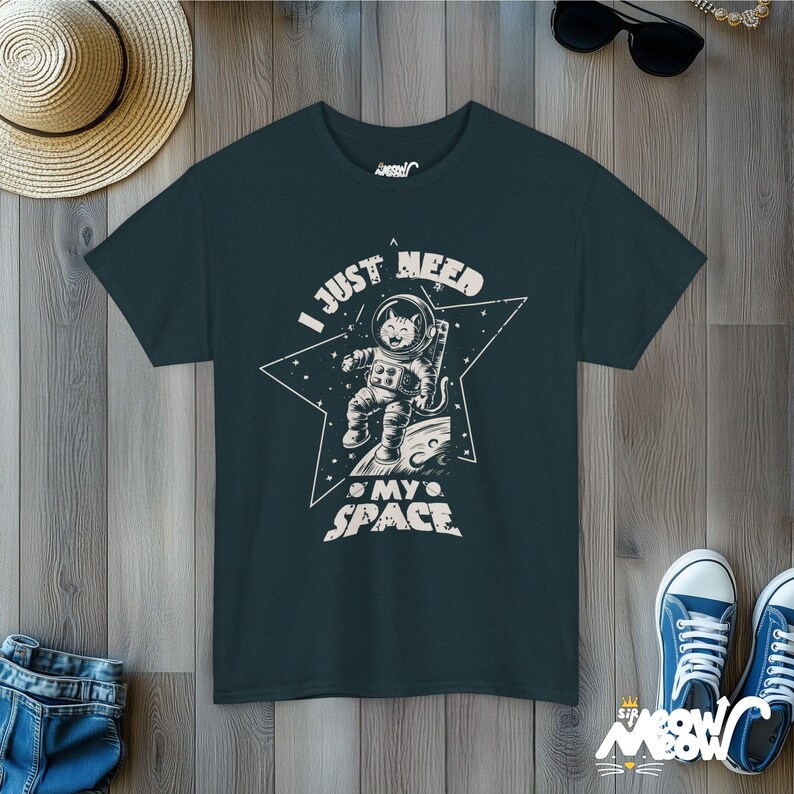 Cat Astronaut T-Shirt: Funny Space Cat Lover Gift Midnight
