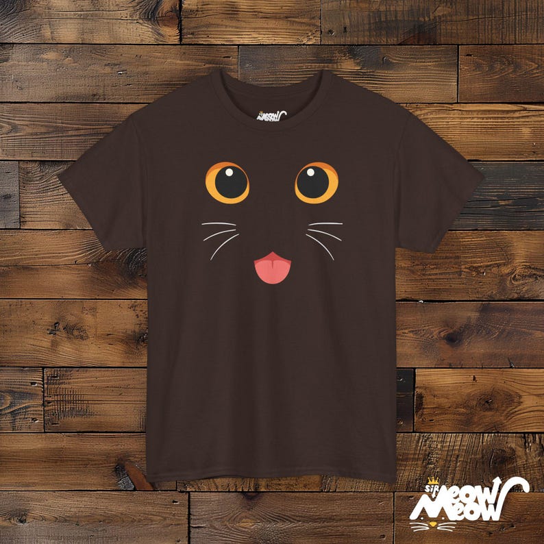 Kawaii Cat Face T-Shirt, Unisex Black Cat Costume Tee image 8