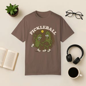 Rolig Pickleball-tröja: Comfort Colors Tee, retro pickle-ordvitsgåva Espresso