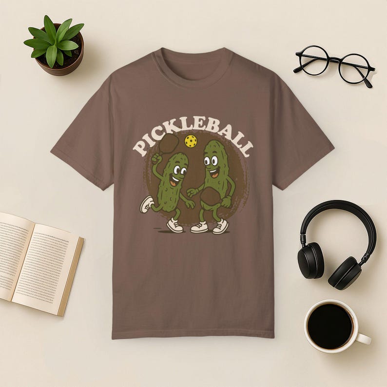 Rolig Pickleball-tröja: Comfort Colors Tee, retro pickle-ordvitsgåva Espresso