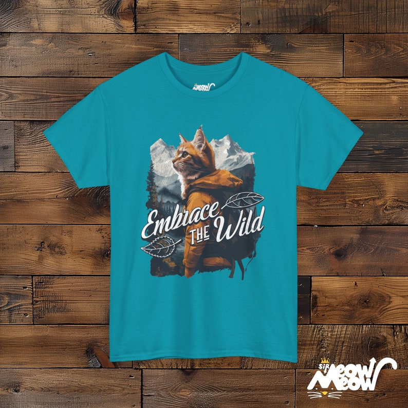 Adventure Cat Unisex Shirt: Embrace the Wild Outdoor Design Tropical Blue
