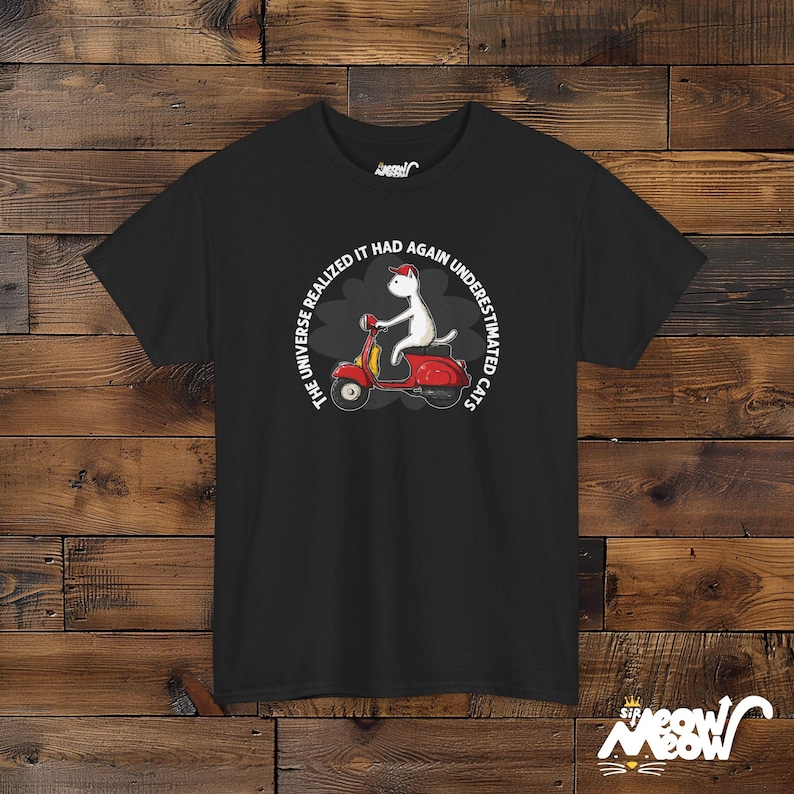 Underestimated Cats T-Shirt Unisex, Cat Scooter Shirt, Funny Cat Lover Tee, Independence Gift Black