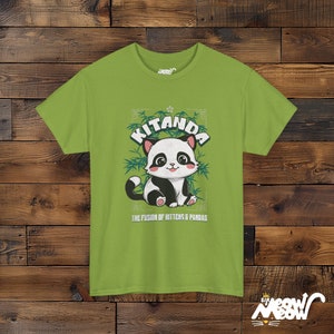 Kitanda T-Shirt: Kitten Panda Fusion Unisex Tee Kiwi