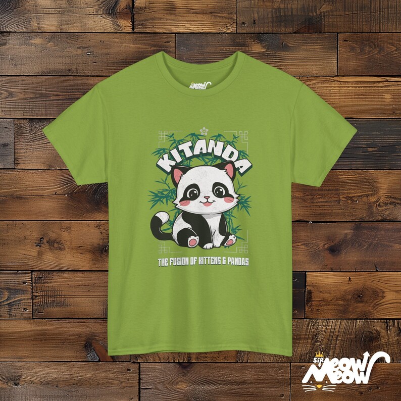 Kitanda T-Shirt: Kitten Panda Fusion Unisex Tee Kiwi
