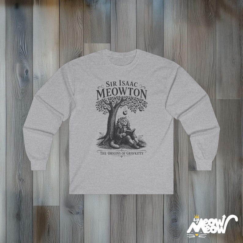Sir Isaac Meowton Cat T-Shirt, Physics Teacher Gift, Newton Gravity Tee (Vintage Style) image 13