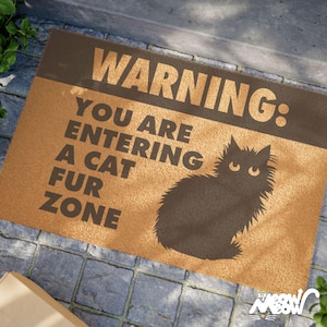 Warning Cat Fur Zone Doormat, Funny Cat Lover Decor, Ideal for Pet-Friendly Homes