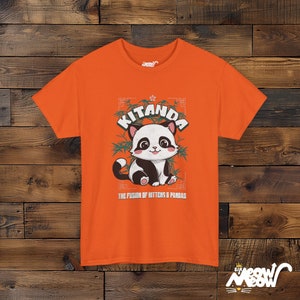 Kitanda T-Shirt: Kitten Panda Fusion Unisex Tee Orange